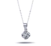 0,05 Carat Brillant-Schliff Tornado Blume Design Diamant Anhänger Halskette 14 Karat
