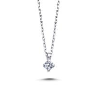 0,06 Carat Brillant-Schliff Diamant Solitär Halskette in 14 Karat Weißgold