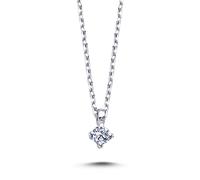 0,06 Carat Diamant Solitär Halskette 14 Karat Weißgold