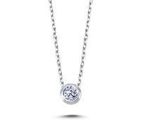 0,08 Carat Diamant Solitär Halskette 14 Karat Weißgold