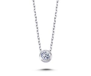 0,08 Carat Diamant Solitär Halskette 14 Karat Weißgold