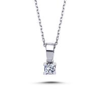 0,08 Carat Diamant Solitär Halskette 585 er Weißgold