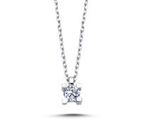 0,11 Carat Diamant Solitär Anhänger Kette 14 Karat Weißgold