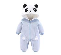 0-12 Monate Baby Mädchen und Junge Winter Strampler Unisex Kleinkinder Cartoon Schlafanzüge Outfits Panda Neugeborenen Onesie Jumpsuit Blau 9-12 Monate