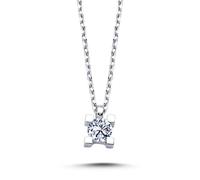 0,13 Carat Brillant-Schliff Diamant Solitär Collier in 14 Karat Weißgold