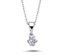 0,13 Carat Brillant-Schliff Diamant Solitär Halskette 14 Karat Weißgold