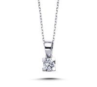 0,13 Carat Brillant-Schliff Diamant Solitär Halskette in 14 Karat 585 Weißgold