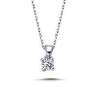 0,13 Carat Diamant Solitär Anhänger mit Kette Halskette in 14 Karat Weißgold