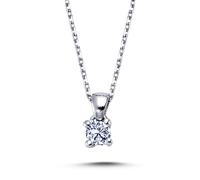 0,13 Carat Diamant Solitär Halskette 14 Karat Weißgold
