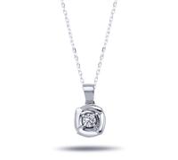 0,13Carat Brillant-Schliff Diamant Viereck Design Anhänger Halskette 14 Karat Gold