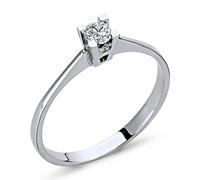 0,14 Carat Diamant Solitär Ring Brillant-Schliff Antragsring in 14 Karat Weißgold