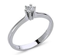 0,15 Carat Diamant Solitär Ring Brillant-Schliff Antragsring in 14 Karat Weißgold