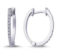 0,16 Carat Diamant Oval Creolen 14 Karat Weißgold