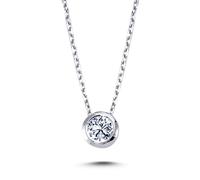 0,16 Carat Diamant Solitär Anhänger mit Kette Collier Halskette in 14 Karat Weißgold