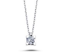 0,16 Carat Diamant Solitär Halskette 14 Karat Weißgold