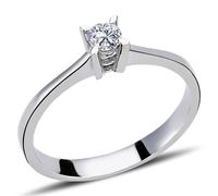 0,16 Carat Diamant Solitär Ring Brillant-Schliff Antragsring in 14 Karat Weißgold