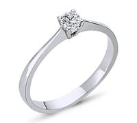 0,16 Carat Diamant Solitär Ring Brillant-Schliff Antragsring in 14 Karat Weißgold