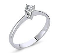 0,16 Carat Solitär Damenring 14 Karat Weißgold