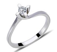 0,16 Carat Solitär Diamant Ring Brillant-Schliff Antragsring in 14 Karat Weißgold