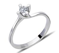 0,16 Carat Solitär Diamant Ring Brillant-Schliff Antragsring in 14 Karat Weißgold