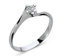 0,17 Carat Diamant Solitär Ring Brillant-Schliff Antragsring in 14 Karat Weißgold