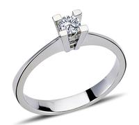 0,18 Carat Diamant Solitär Ring Brillant-Schliff Antragsring in 14 Karat Weißgold