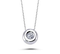 0,20 Carat Brillant-Schliff Diamant Solitär Anhänger Halskette in 14 Karat Weißgold