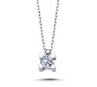 0,20 Carat Brillant-Schliff Diamant Solitär Halskette in 14 Karat Weißgold