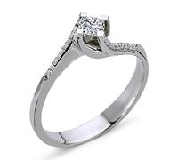 0,21 Carat Diamant Solitär Antragsring 14 Karat Weißgold