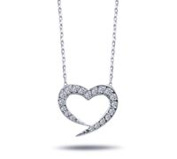 0,23 Carat Brillant-Schliff Diamant Stich ins Herz Anhänger Halskette 14 Karat Gold