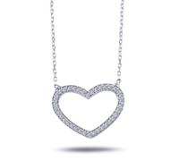 0,23 Carat Diamant Herz Anhänger Halskette 14 Karat Weißgold