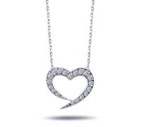 0,23 Carat Diamant Herz Anhänger Halskette 14 Karat Weißgold