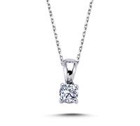 0,23 Carat Diamant Solitär Anhänger mit Kette Halskette in 585`er Weißgold