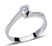 0,23 Carat Diamant Solitär Ring Brillant-Schliff Antragsring in 14 Karat Weißgold