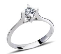 0,23 Carat Diamant Solitär Ring Brillant-Schliff Antragsring in 14 Karat Weißgold