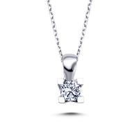 0,25 Carat Diamant Solitär Halskette 14 Karat Weißgold