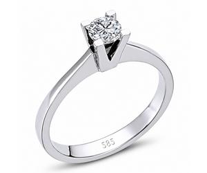 0,26 Carat Diamant Solitär Ring Antragsring 14 Karat Weißgold
