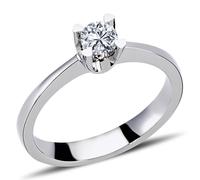 0,26 Carat Diamant Solitär Ring Brillant-Schliff Antragsring in 14 Karat Weißgold