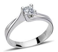 0,26 Carat Diamant Solitär Ring Brillant-Schliff Antragsring in 14 Karat Weißgold