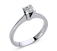 0,26 Carat Diamant Solitär Ring Brillant-Schliff Antragsring in 14 Karat Weißgold