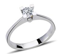 0,26 Carat Diamant Solitär Ring Brillant-Schliff Antragsring in 14 Karat Weißgold
