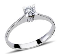 0,27 Carat Diamant Solitär Ring Brillant-Schliff Antragsring in 14 Karat Weißgold