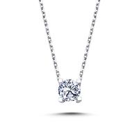 0,28 Carat Brillant-Schliff Diamant Solitär Halskette 14 Karat Weißgold