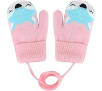 0-3 Jahre Baby Winter Handschuhe Kinder Gestrickte Fäustlinge Warme Fleece Gefütterte Handschuhe Fausthandschuh mit Schnur Outdoor Weich Winterhandschuhe Skihandschuhe Handwärmer für Jungen Mädchen