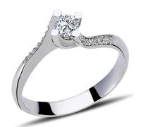 0,30 Carat Diamant Solitär Ring Brillant-Schliff Antragsring in 14 Karat Weißgold
