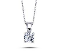 0,32 Carat Diamant Solitär Anhänger mit Kette Halskette in 14 Karat Weißgold