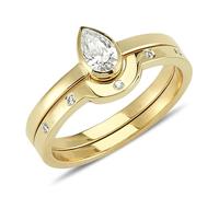 0,33 Carat Drop Diamant Solitär Ring Brillant-Schliff Antragsring 14 Karat Gelbgold