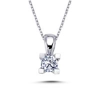 0,35 Carat Diamant Solitär Halskette 14 Karat Weißgold