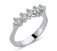 0,43 Carat 5 Diamanten Allianzring Memoire Ring 14 Karat Weißgold