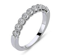 0,45 Carat Diamant halbrund Memoire Ring 14 Karat Weißgold